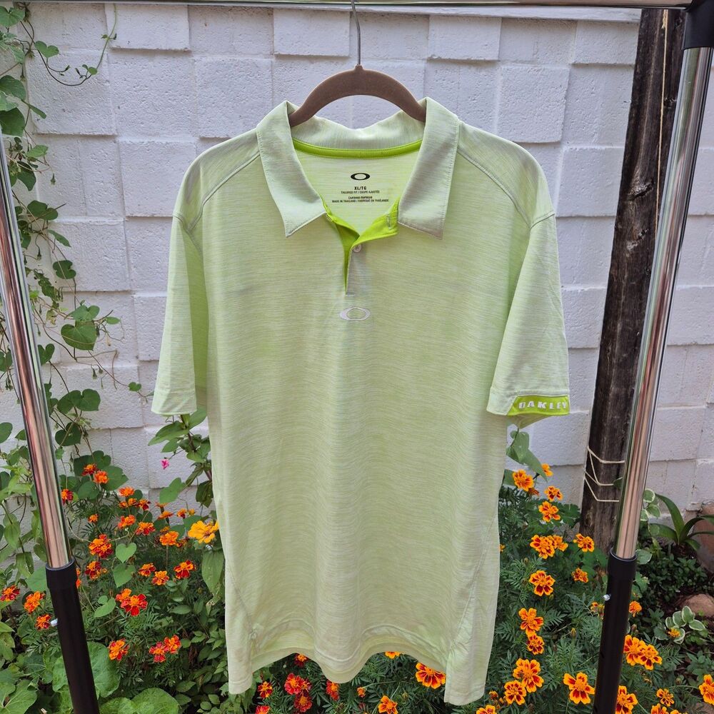 Oakley Men's XL Tailored Fit Green Performance Golf Polo Shirt Short Sleeve